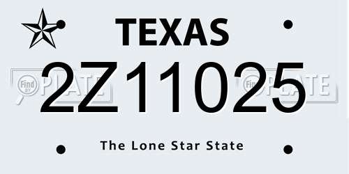 2Z11025 Texas License Plate
