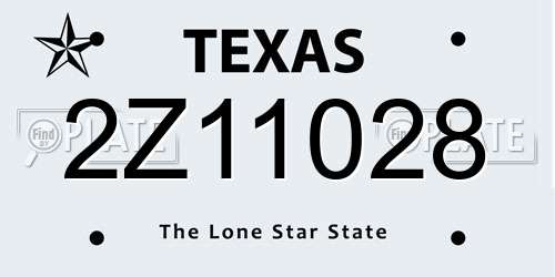 2Z11028 Texas License Plate