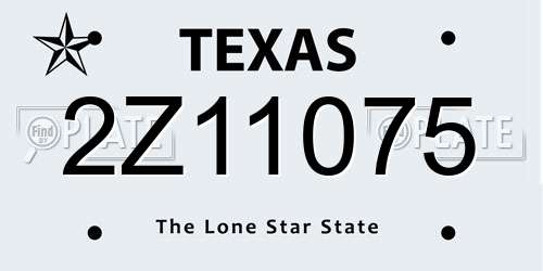 2Z11075 Texas License Plate