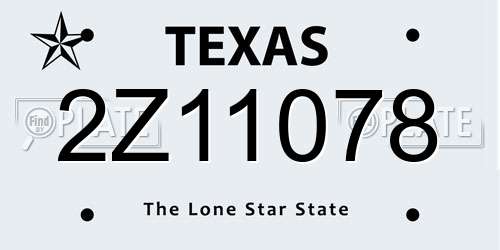 2Z11078 Texas License Plate