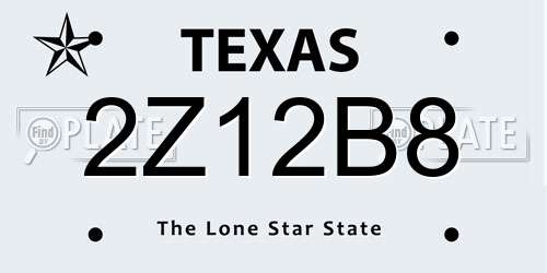 2Z12B8 Texas License Plate