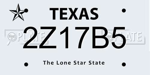 2Z17B5 Texas License Plate