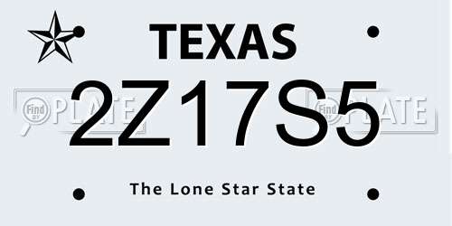 2Z17S5 Texas License Plate