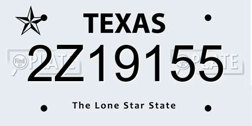 2Z19155 Texas License Plate