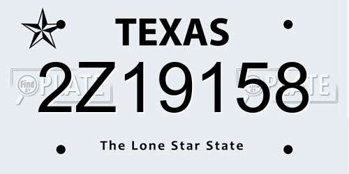 2Z19158 Texas License Plate