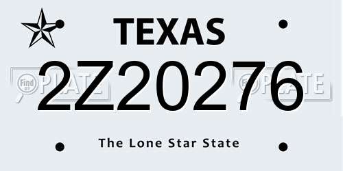 2Z20276 Texas License Plate