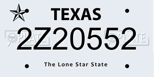 2Z20552 Texas License Plate