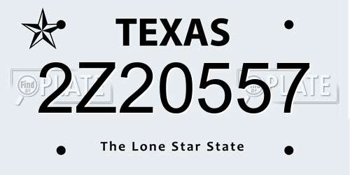 2Z20557 Texas License Plate
