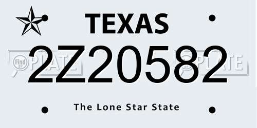 2Z20582 Texas License Plate