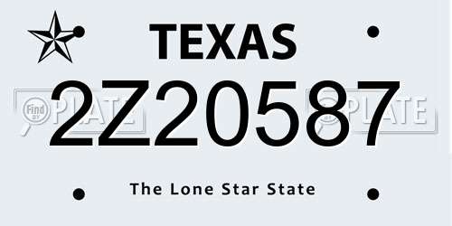 2Z20587 Texas License Plate