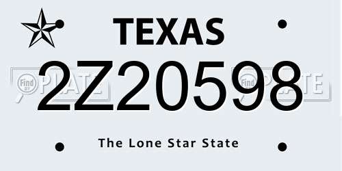 2Z20598 Texas License Plate