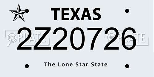 2Z20726 Texas License Plate