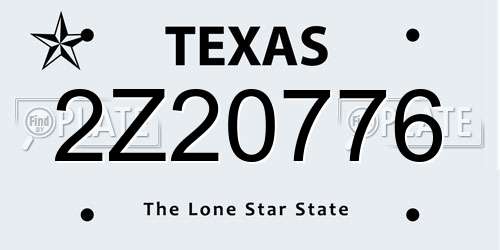 2Z20776 Texas License Plate