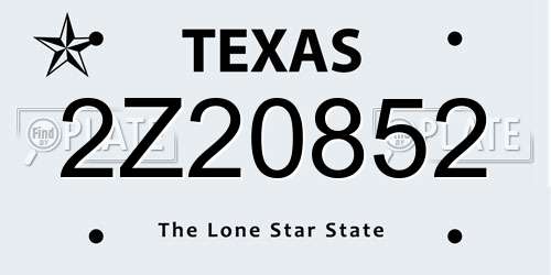 2Z20852 Texas License Plate