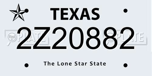2Z20882 Texas License Plate