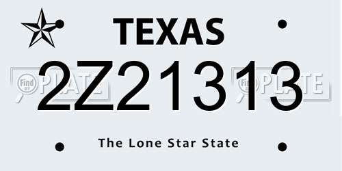 2Z21313 Texas License Plate