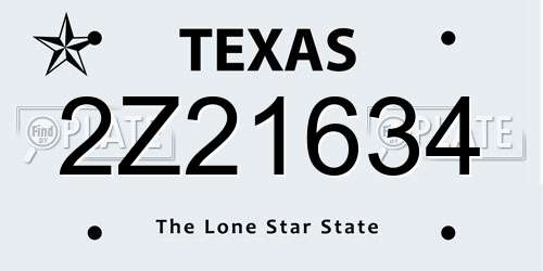 2Z21634 Texas License Plate