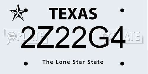 2Z22G4 Texas License Plate