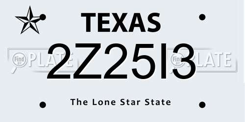 2Z25I3 Texas License Plate
