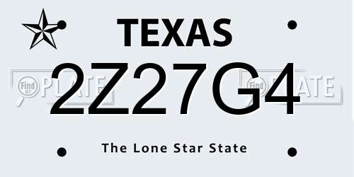 2Z27G4 Texas License Plate