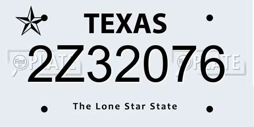 2Z32076 Texas License Plate