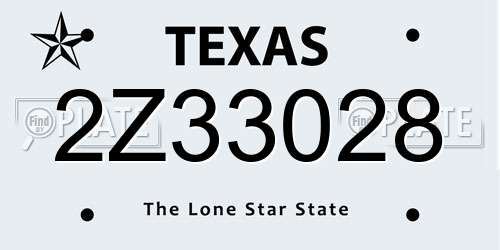 2Z33028 Texas License Plate