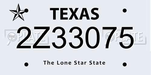 2Z33075 Texas License Plate