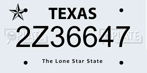 2Z36647 Texas License Plate