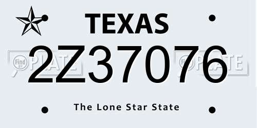 2Z37076 Texas License Plate
