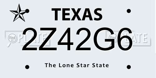 2Z42G6 Texas License Plate