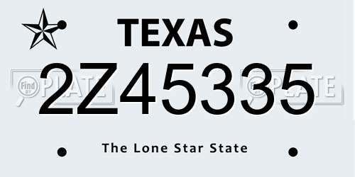 2Z45335 Texas License Plate