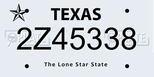 2Z45338 Texas License Plate
