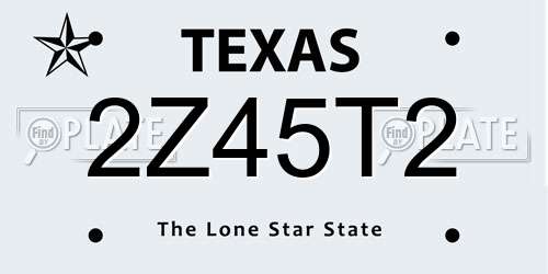 2Z45T2 Texas License Plate