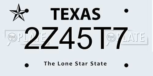 2Z45T7 Texas License Plate
