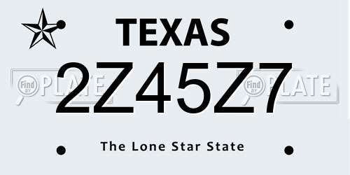 2Z45Z7 Texas License Plate