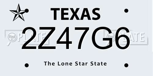 2Z47G6 Texas License Plate