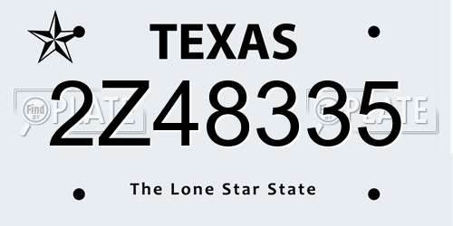 2Z48335 Texas License Plate