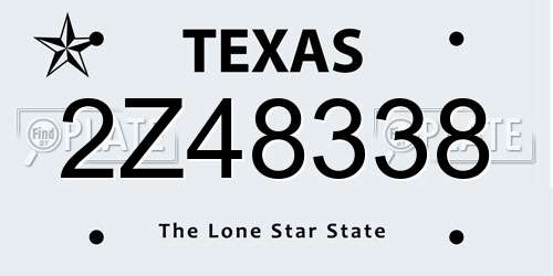 2Z48338 Texas License Plate