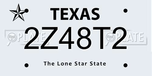 2Z48T2 Texas License Plate