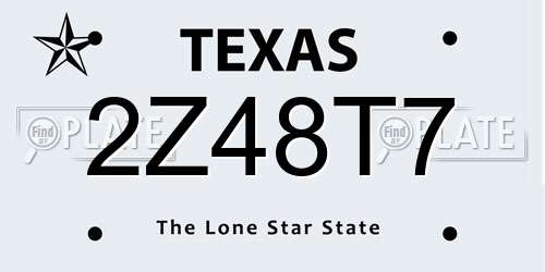 2Z48T7 Texas License Plate