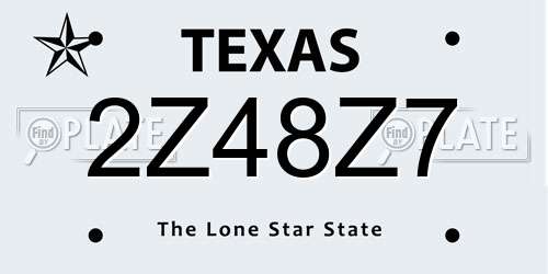 2Z48Z7 Texas License Plate