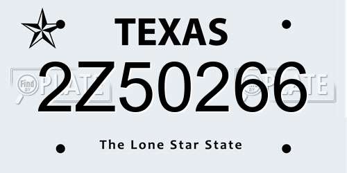 2Z50266 Texas License Plate