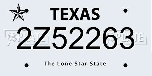 2Z52263 Texas License Plate