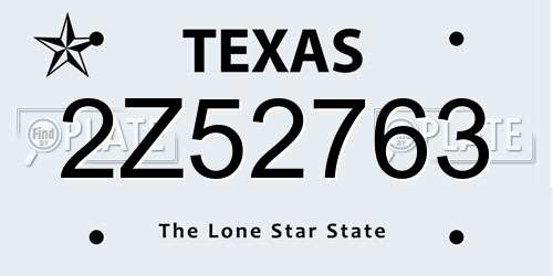 2Z52763 Texas License Plate