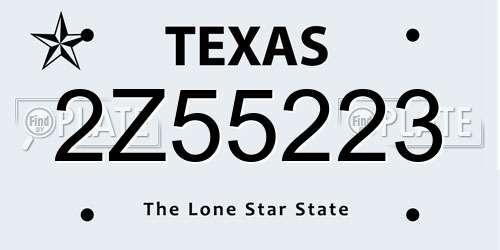 2Z55223 Texas License Plate