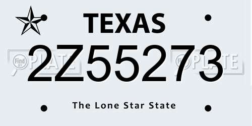 2Z55273 Texas License Plate