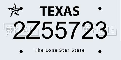 2Z55723 Texas License Plate