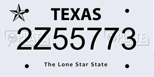 2Z55773 Texas License Plate