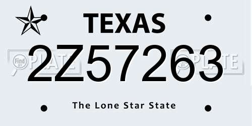 2Z57263 Texas License Plate