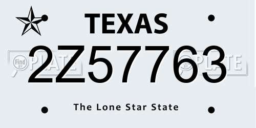 2Z57763 Texas License Plate
